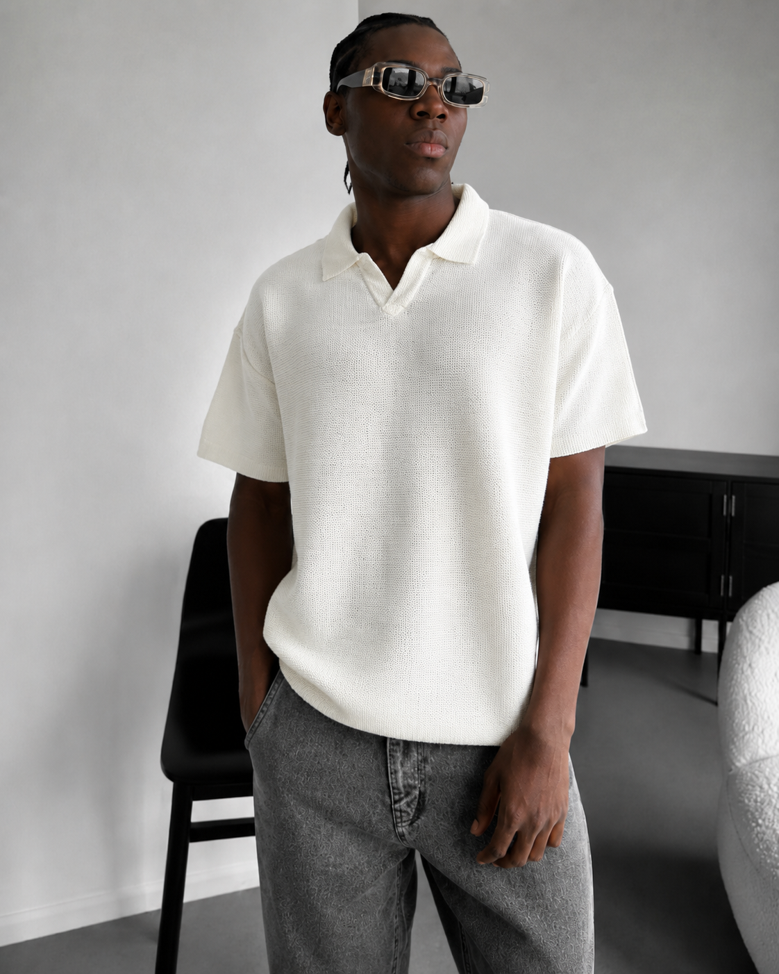 RAVN Textured Polo Knit T-Shirt