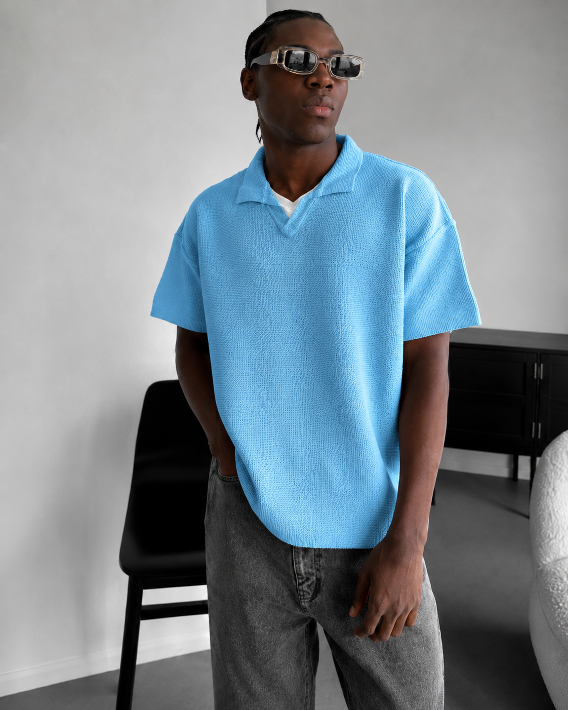 RAVN Textured Polo Knit T-Shirt