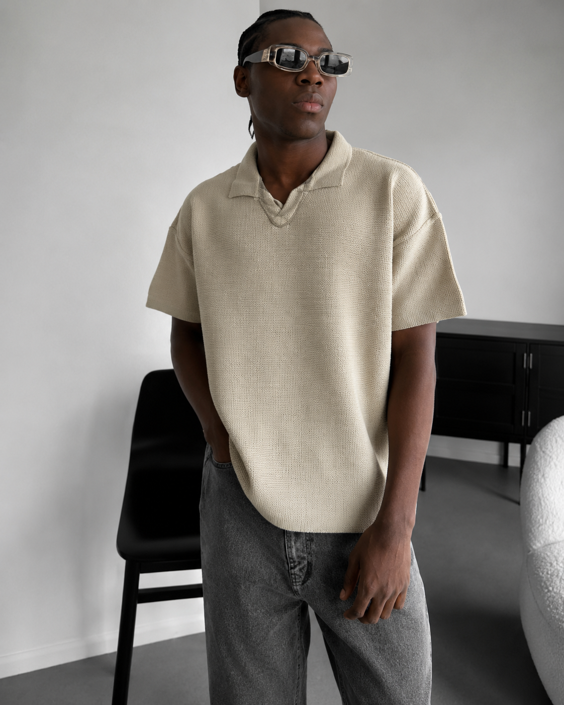 RAVN Textured Polo Knit T-Shirt